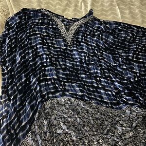 Elegant Blue and Black Women's Top / Cover Up
